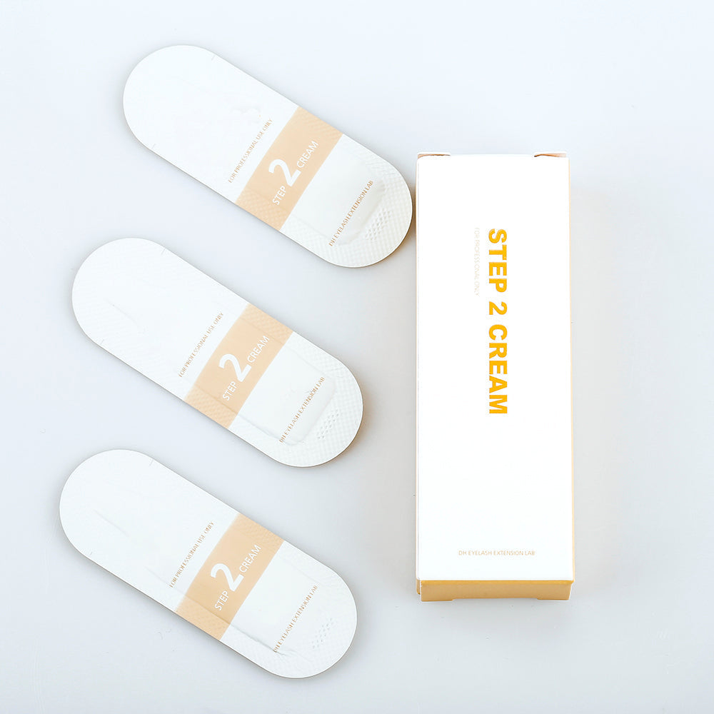 Step 2 Cream refill box of single use sachets for Just The Strip lash lift and brow lamination services